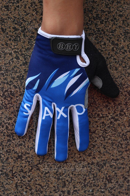 2012 Saxo Bank Full Finger Gloves Cycling Bluee